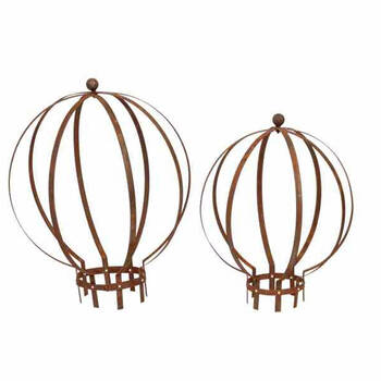 2pc Ball Topiary Outdoor Decoration Set 50/60cm Natural Rust