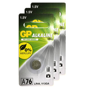 3pc GP LR44 A76 V13GA 1.5V Alkaline Button Cell Batteries