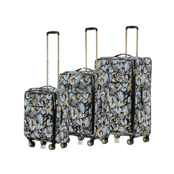 3pc Tosca Golden Palm Luggage Suitcase Trolley Set