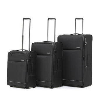 3pc Tosca So-Lite 2-Wheel Suitcase Luggage Trolley Set - Black