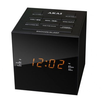 Akai Cube Alarm Clock Radio Black