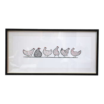 LVD Framed Glass/Resin 30x60cm Print Cluckers Wall Hanging Art