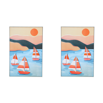 2PK LVD Framed Canvas Summer Sail Home Wall Decor 40x60cm