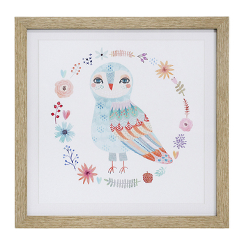 LVD Framed Glass/Resin 40x40cm Print Owl 2 Wall Hanging Art