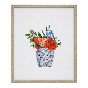 LVD Framed 45x55cm Glass/Resin Print Floral Chino 1 Wall Art Display