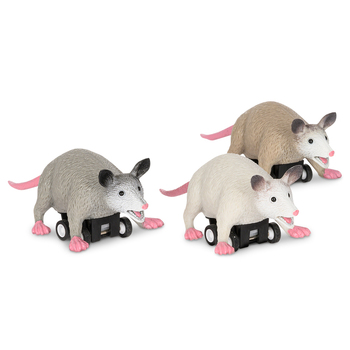 3PK Archie McPhee 9.5cm Pull Back Racing Possums Vinyl Plastic Toy Assorted 3y+