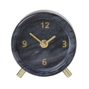 Amalfi Black Marble Standing Desk/Table Clock 11cm