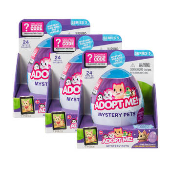 3PK Adopt Me 2 Inch Mystery Pet Water Reveal Egg Collectable Kids Toy 6y+ Assorted