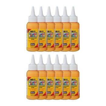 12PK Amos Stained Glass Deco Yellow 60ml DIY Craft Art Paint Kids Children 6y+