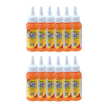 12PK Amos Stained Glass Deco Orange 60ml DIY Craft Art Paint Kids Children 6y+