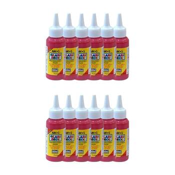 12PK Amos Stained Glass Deco Red 60ml DIY Craft Art Paint Kids Children 6y+