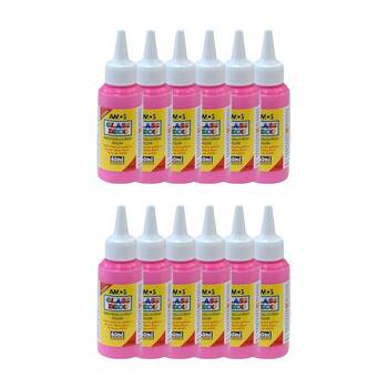 12PK Amos Stained Glass Deco Pink 60ml DIY Craft Art Paint Kids Children 6y+