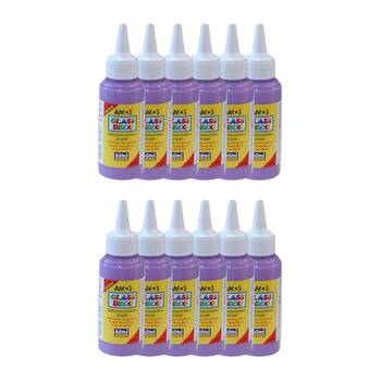 12PK Amos Stained Glass Deco Violet 60ml DIY Craft Art Paint Kids Children 6y+
