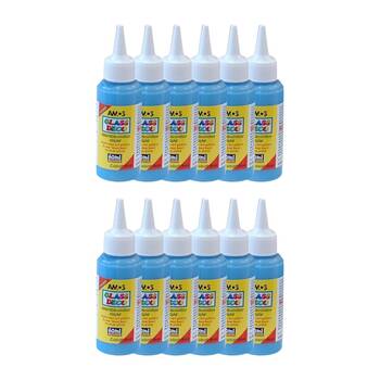 12PK Amos Stained Glass Deco Cobalt Blue 60ml DIY Craft Paint Kids Children 6y+
