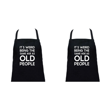2PK Annabel Trends Screen Print Cotton Apron 60x80cm It's Weird Black