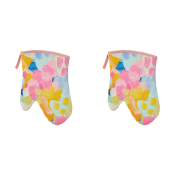 2PK Annabel Trends Linen Single Oven Mitt 18x26cm - Good Vibes