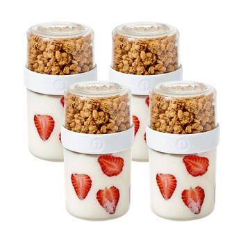 4PK iDesign Fresh Stack N Snack Double Sided Food Container Clear - Medium