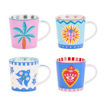 4pc Annabel Trends Coffee Tea Drinking Mug Set 450ml Fiesta Assorted