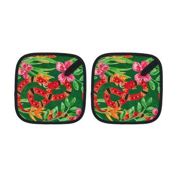 2PK Annabel Trends 100% Linen Pot Holder Kitchen Accessory 20x20cm Jungle Snake