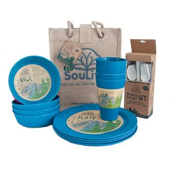 37pc Eco SouLife  Reusable Biodegradable All Natural Picnic Set Navy