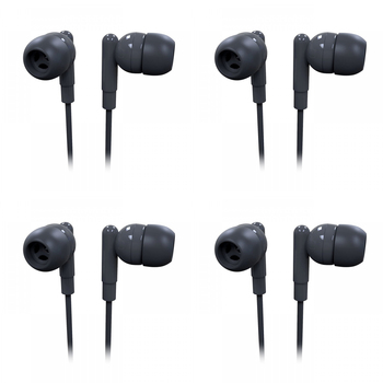 4PK Laser Wired 3.5mm Silicone Earbud Headphones 1.2m - Tornado