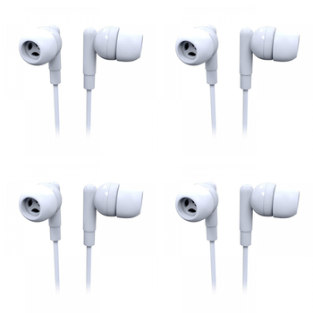 4PK Laser Wired 3.5mm Silicone Earbud Headphones 1.2m - White