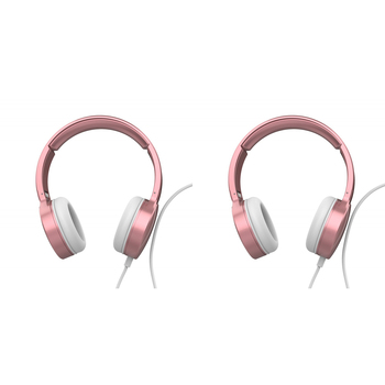 2PK Laser Wired Folding 3.5mm Aux Over-Ear Headphones - Rose Gold
