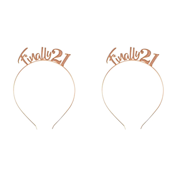 2PK Finally 21 Rose Gold Ladies Head Band Birthday Gift