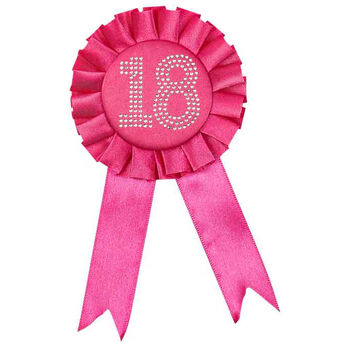 Diamante 18th Rosette - Pink Party Celebration Girls Birthday