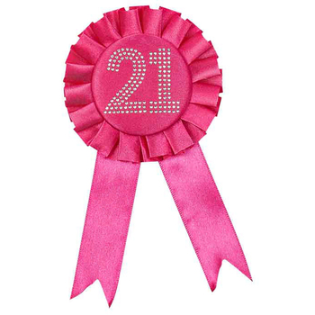 Diamante 21st Rosette - Pink Party Celebration Girls Birthday
