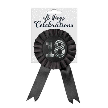 Diamante 18th Rosette - Black Party Celebration Girls Birthday