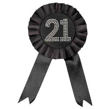 Diamante 21st Rosette - Black Party Celebration Girls Birthday
