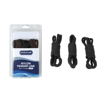 3pc Aristocraft 1.5M/8mm Fender Line Double Braided Rope - Black