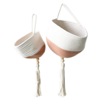 2pc Rayell Lana Hanging Planters Salmon/White Large/Small 18/25cm