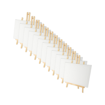 12PK Art Boxd 7cm Small Stretched Canvas 280gsm w/ Wooden Easel