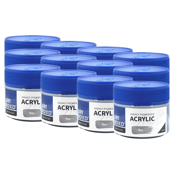 12PK Art Boxd 100ml Premium Acrylic Artists Paint - Grey