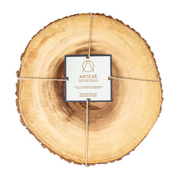 Artesa Rustic Medium Round Wooden Serving Board Entertaining 29cm Acacia Wood