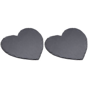2PK Artesa Rustic Slate Heart Shaped Serving Platter/Tray Charcuterie/Entree