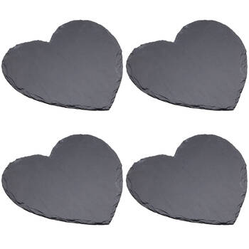 4PK Artesa Rustic Slate Heart Shaped Serving Platter/Tray Charcuterie/Entree