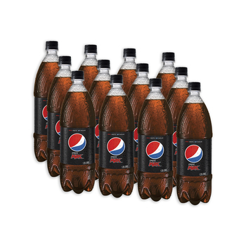 12pc Pepsi Max Cola Flavoured Zero Sugar Soft Drink Bottles 1.25L