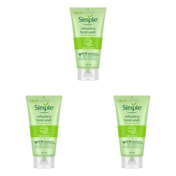 3PK Simple Refreshing Facial Wash For All Skin Types Unscented 150ml