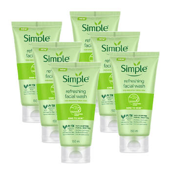 6PK Simple Refreshing Facial Wash For All Skin Types Unscented 150ml