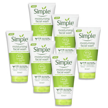 6PK Simple Moisturising Facial Wash For All Skin Types Unscented 150ml