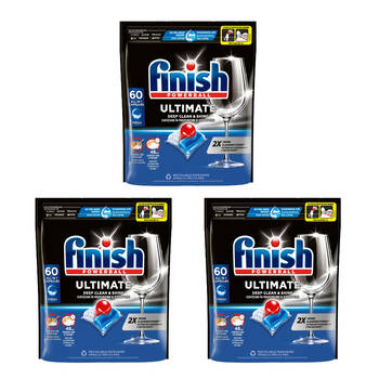3x 60pc Finish Powerball Ultimate Dishwasher Tablets Fresh Scented