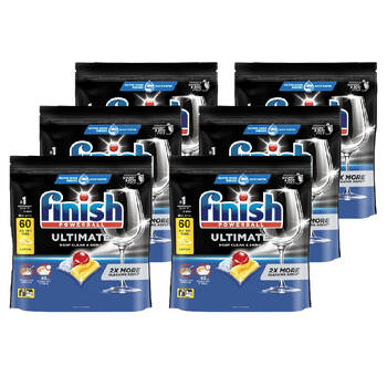 6x 60pc Finish Powerball Ultimate Dishwasher Tablets Lemon Scented