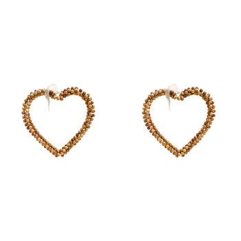 2PK LVD Bead Heart Hanger Wooden Hanging Ornament Decor Natural 17cm