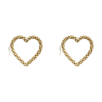 2PK LVD Bead Heart Hanger Wooden Hanging Ornament Decor Ivory 17cm