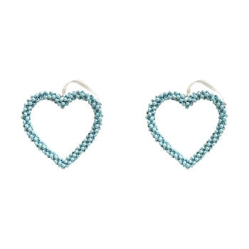 2PK LVD Bead Heart Hanger Wooden Hanging Ornament Decor Blue 17cm