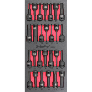 27pc Ampro 1/2" Drive Impact Bit Socket Set AS6647