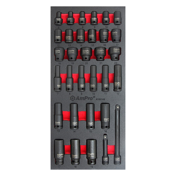 32pc Ampro 3/8" Drive Metric Impact Standard & Deep Socket Set AS6648